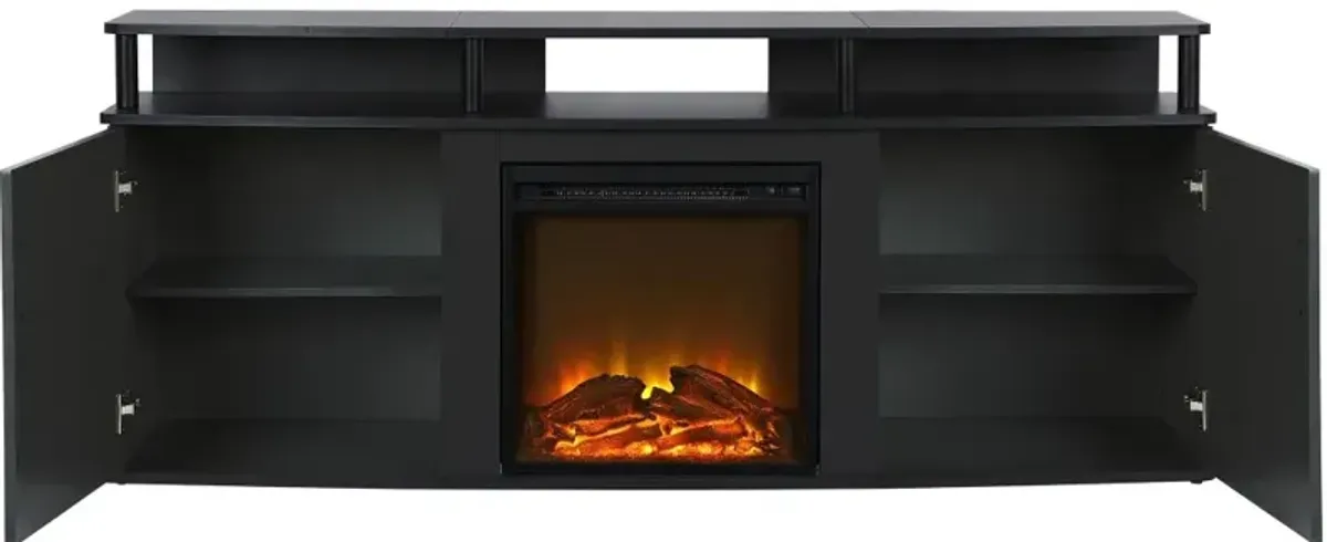 Carson Transitional Black Electric Fireplace TV Console