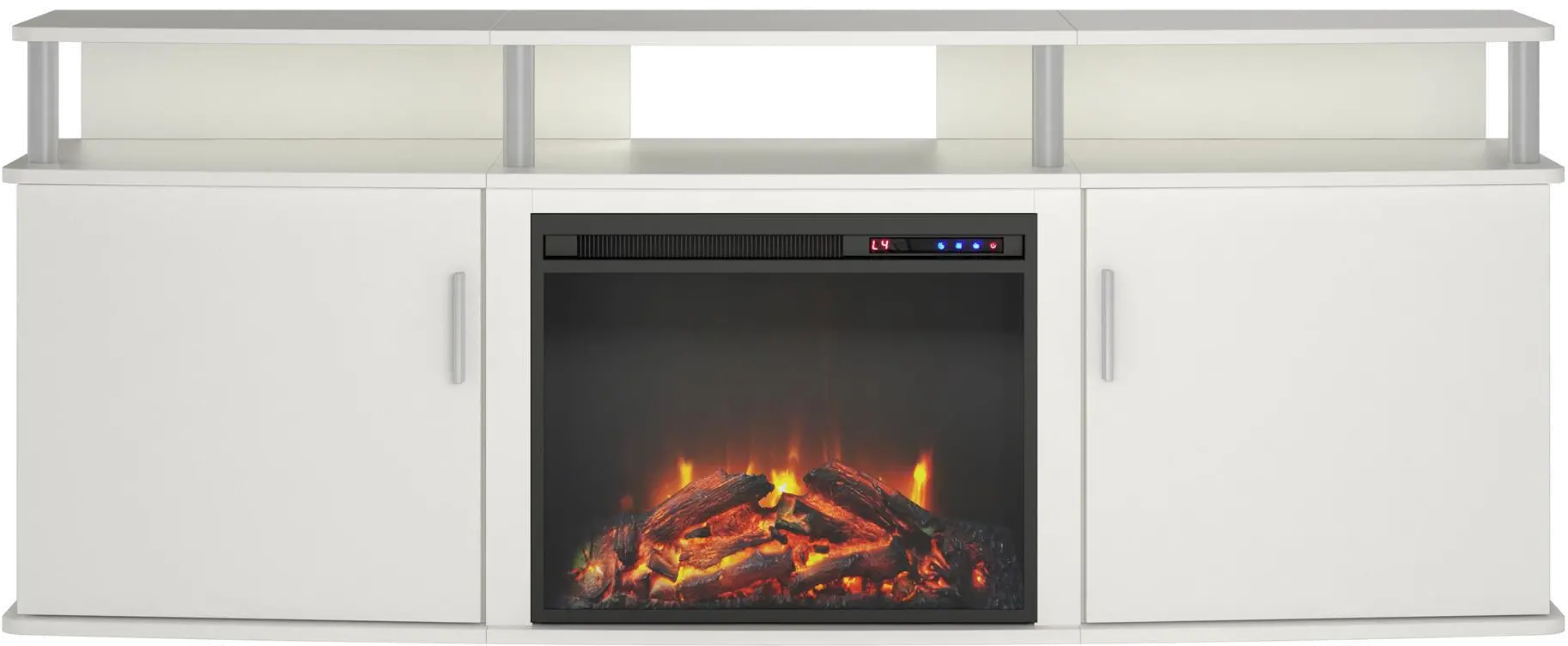 Carson Transitional White Electric Fireplace TV Console