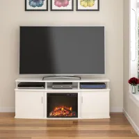 Carson Transitional White Electric Fireplace TV Console