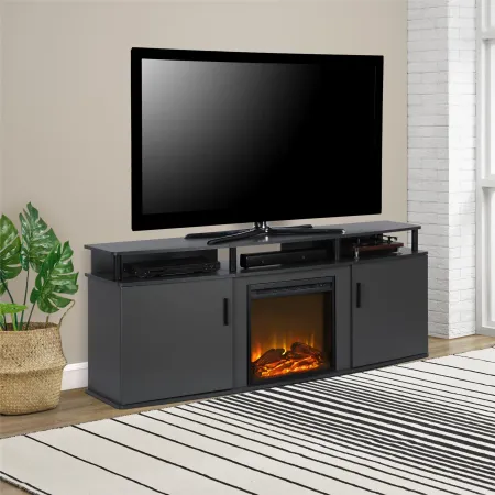 Carson Transitional Gray Electric Fireplace TV Console