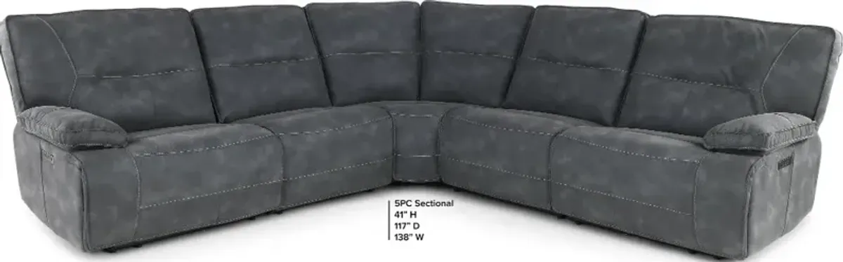 Spartacus Cobalt 5 Piece Power Reclining Sectional