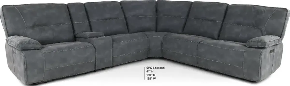 Spartacus Cobalt 6-Piece Power Reclining Sectional