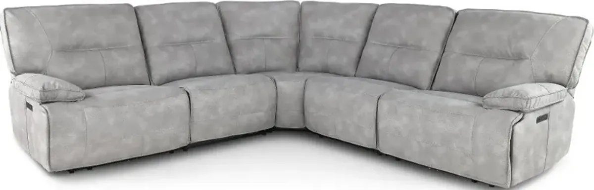 Spartacus Sky Gray 5-Piece Power Reclining Sectional