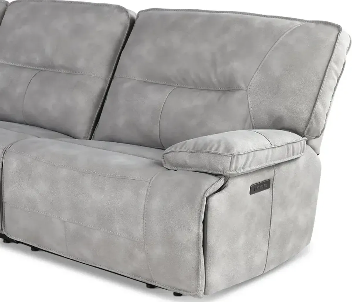 Spartacus Sky Gray 5-Piece Power Reclining Sectional