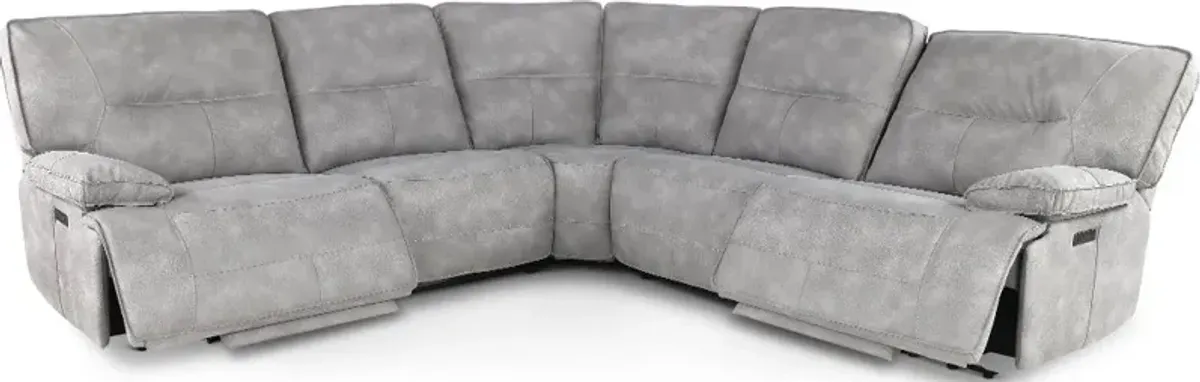 Spartacus Sky Gray 5-Piece Power Reclining Sectional