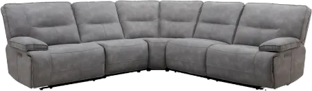 Spartacus Sky Gray 5-Piece Power Reclining Sectional