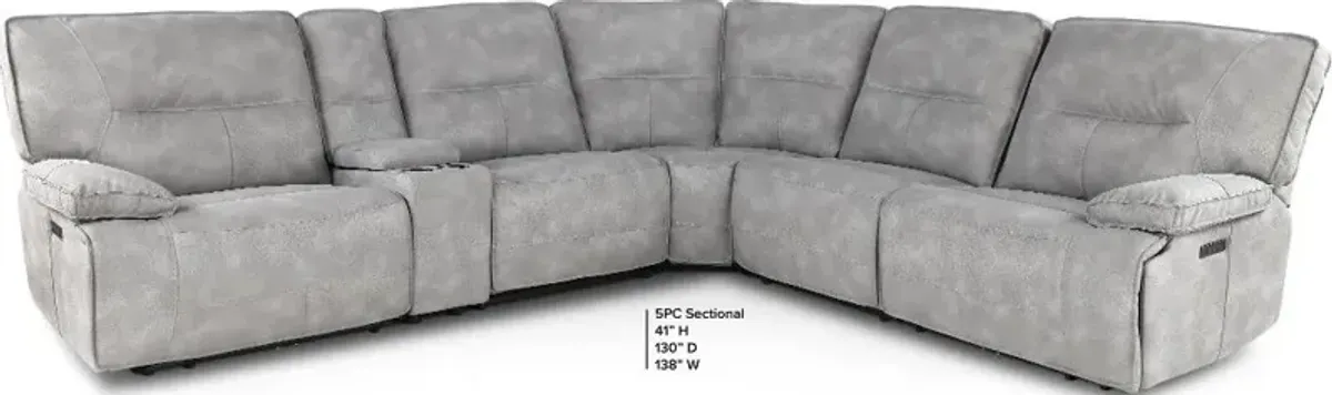 Spartacus Sky Gray 6-Piece Power Reclining Sectional