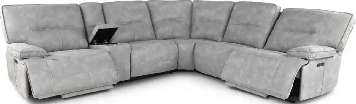 Spartacus Sky Gray 6-Piece Power Reclining Sectional