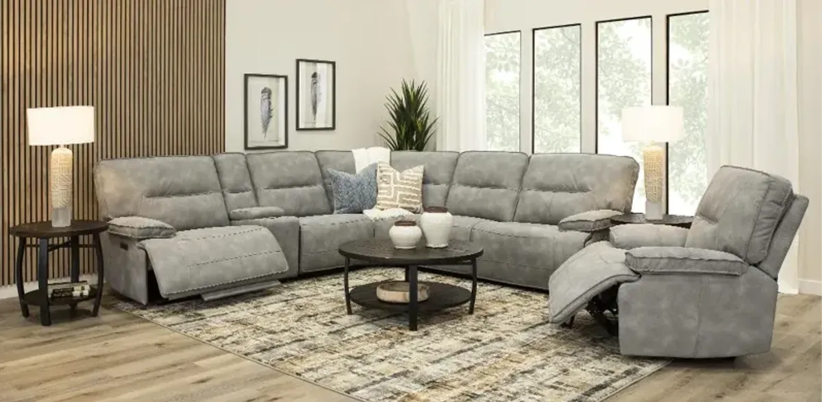 Spartacus Sky Gray 6-Piece Power Reclining Sectional