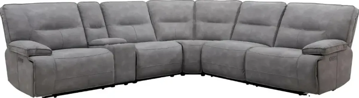 Spartacus Sky Gray 6-Piece Power Reclining Sectional