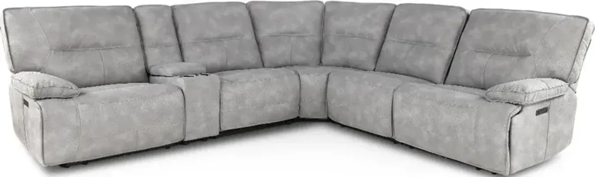 Spartacus Sky Gray 6-Piece Power Reclining Sectional