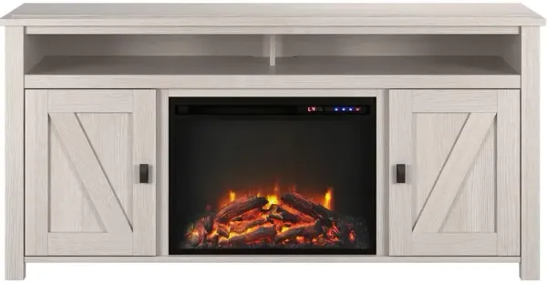 Farmington Ivory Oak 60" Electric Fireplace TV Console