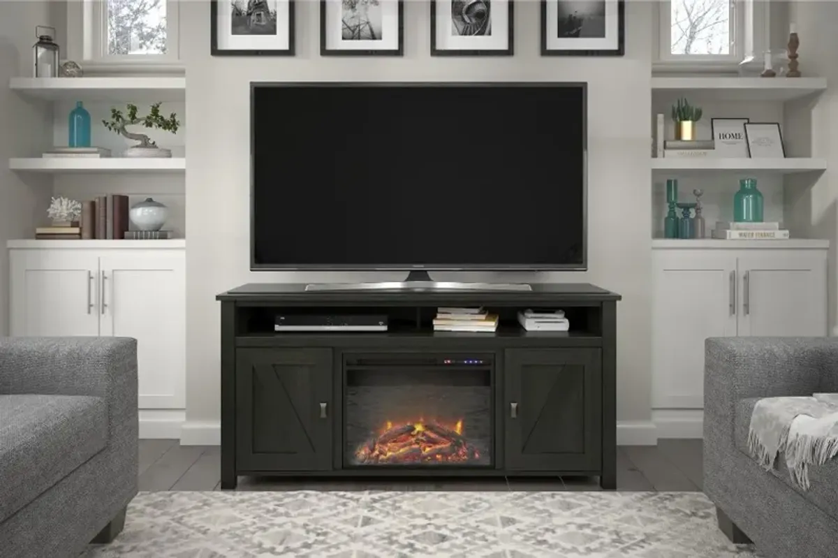 Farmington Black Oak 60" Electric Fireplace TV Console