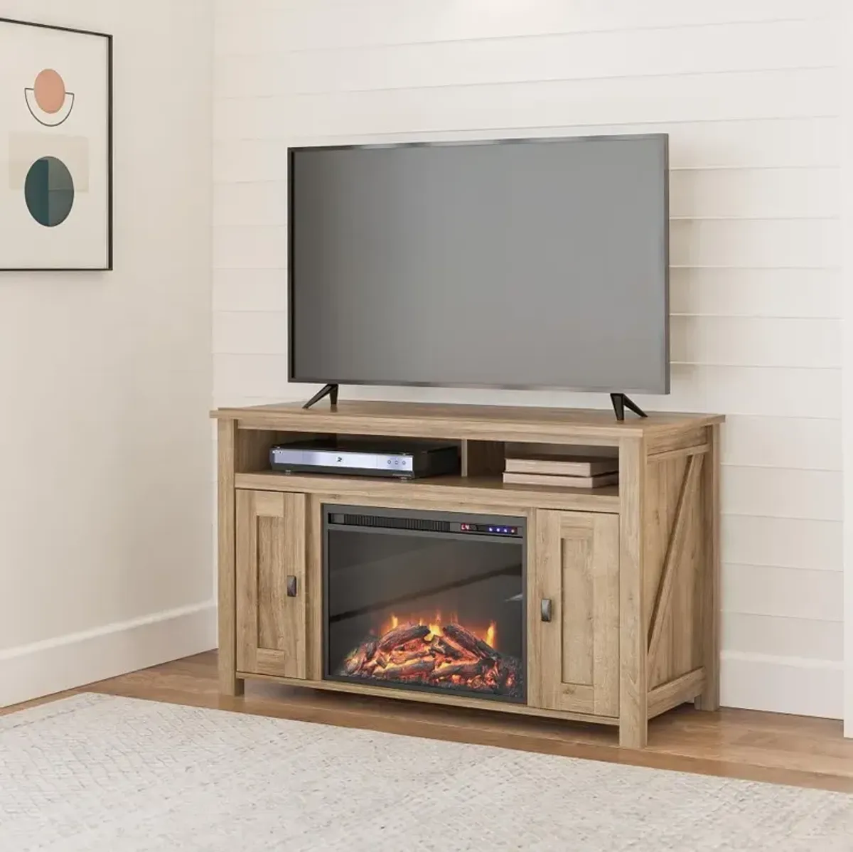 Farmington Light Brown 50" Electric Fireplace TV Console