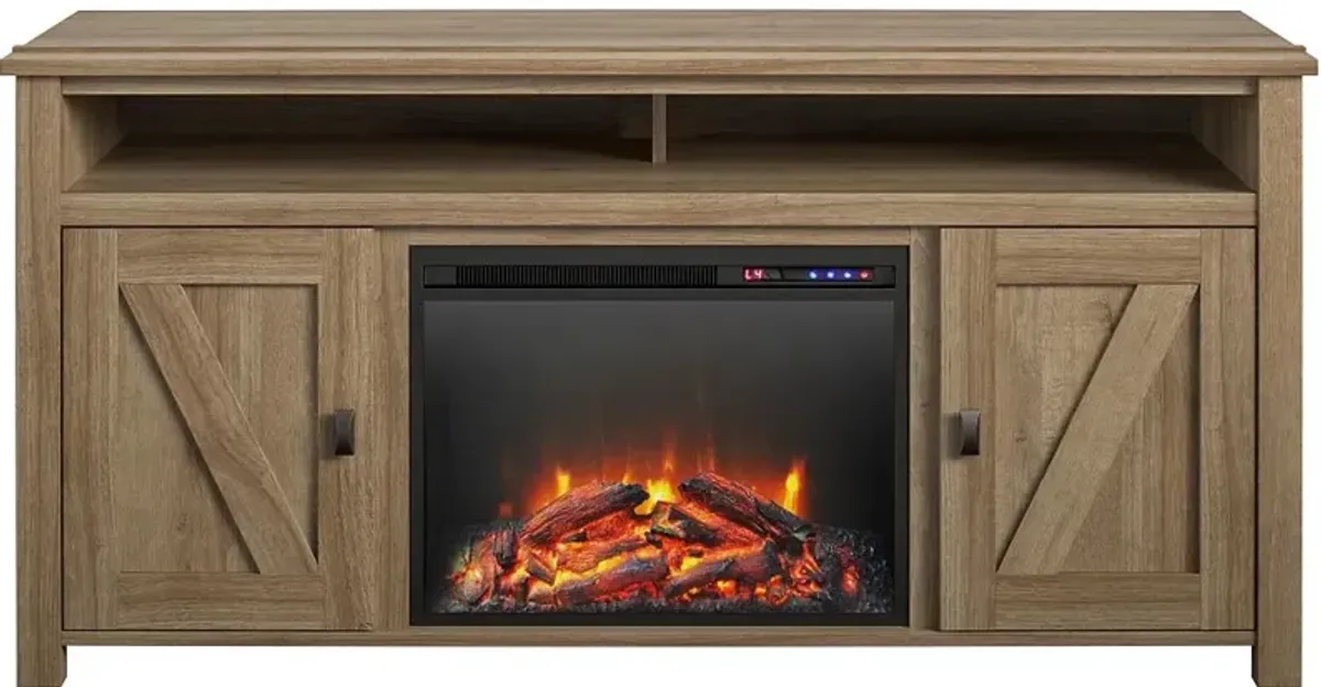 Farmington Light Brown 60" Electric Fireplace TV Console