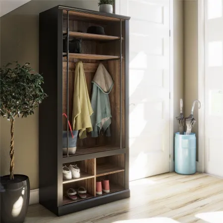 Hoffman Two-Toned Entryway Hall Tree with Bench and Storage Cubbies