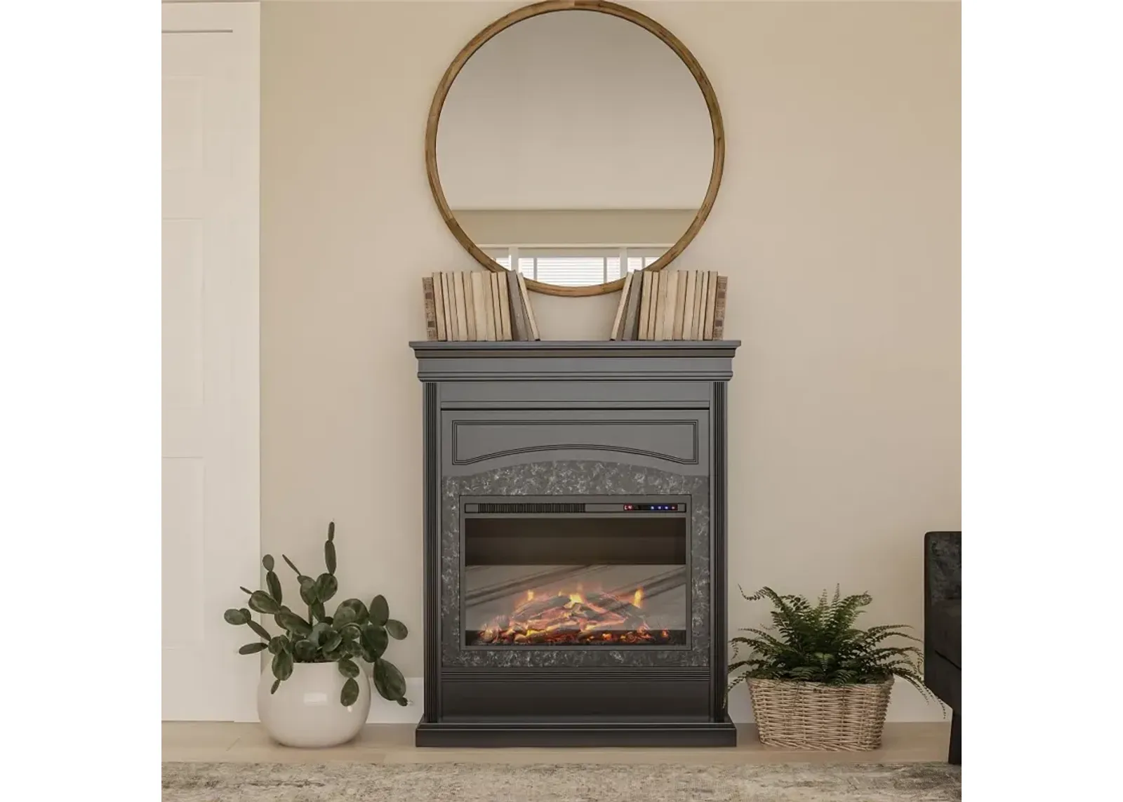 Lamont Transitional Black Electric Fireplace