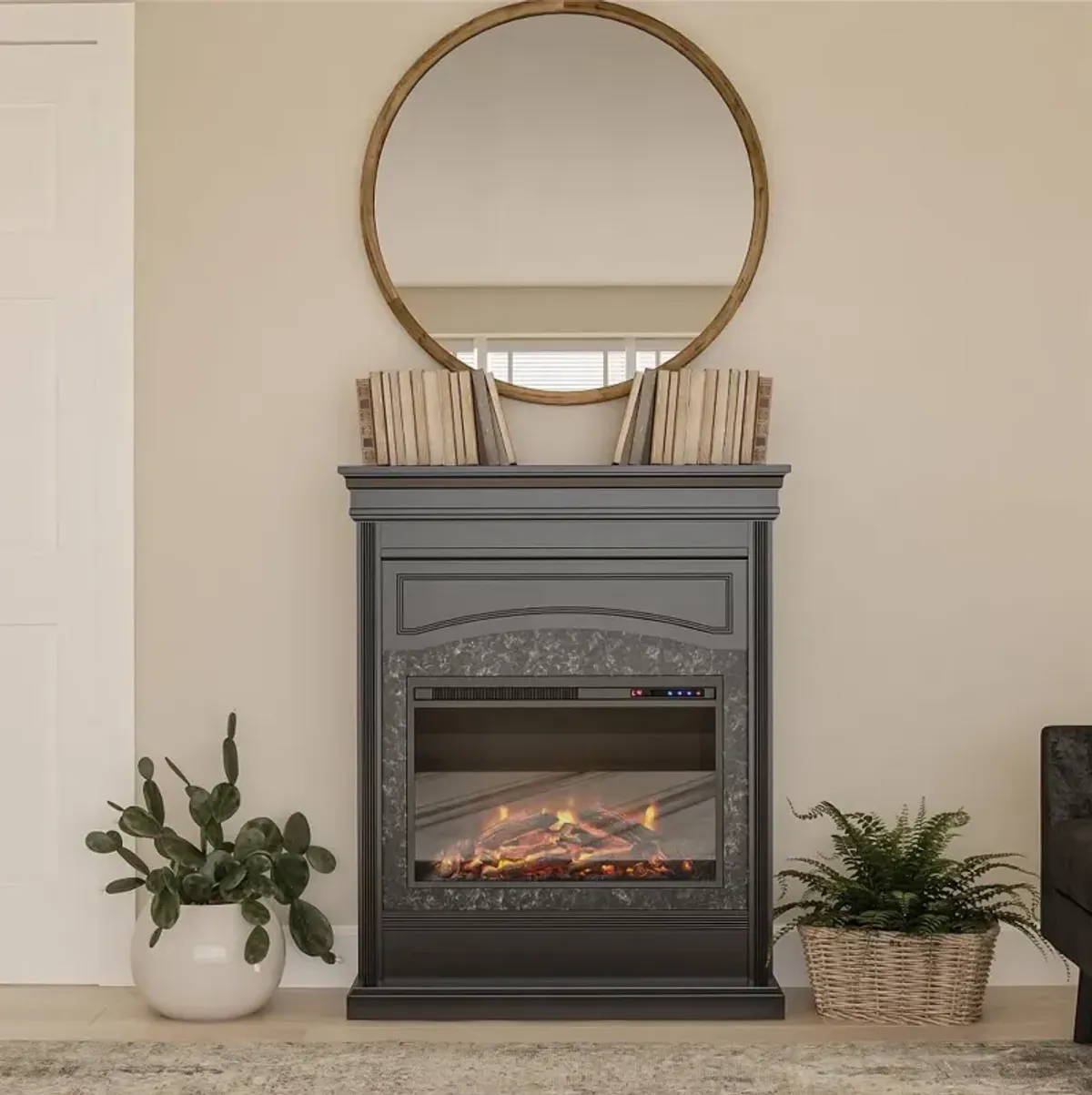 Lamont Transitional Black Electric Fireplace