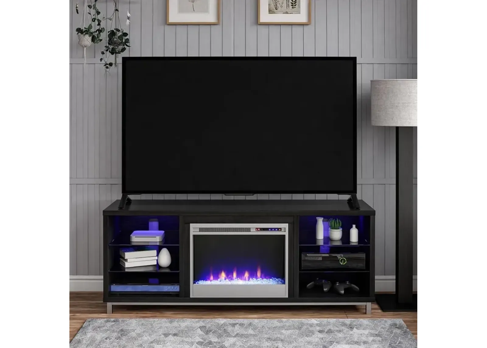 Lumina Black Oak 65" Fireplace TV Stand