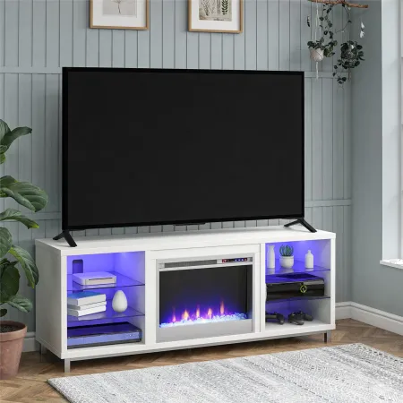 Lumina Modern White Fireplace TV Stand
