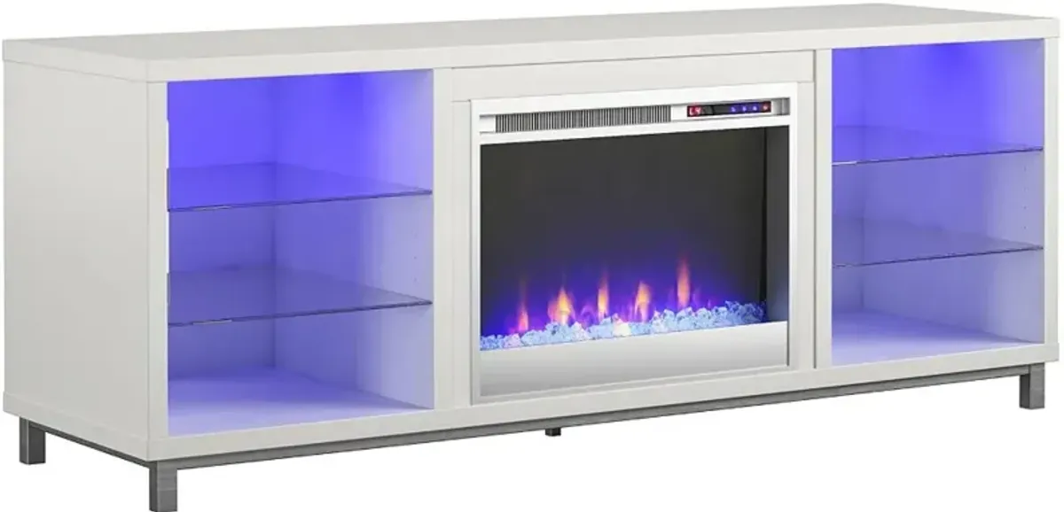 Lumina Modern White Fireplace TV Stand