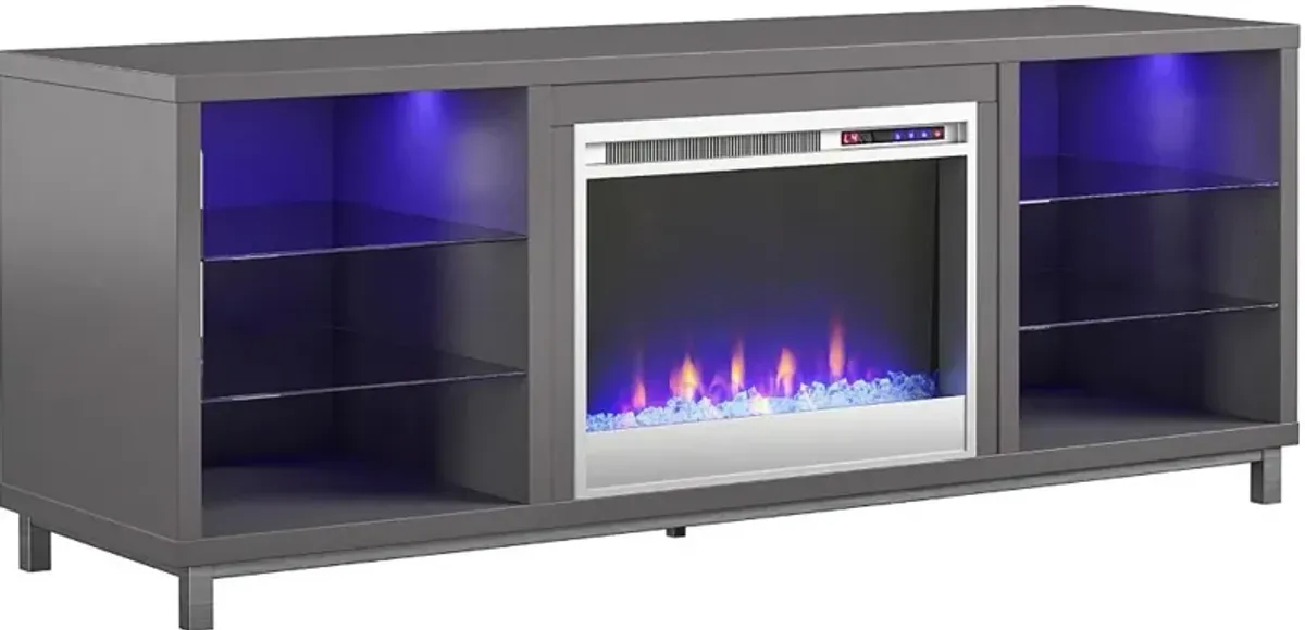 Lumina Modern Graphite Gray Fireplace TV Stand