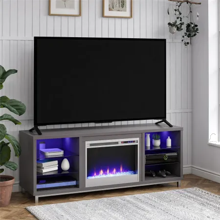 Lumina Modern Graphite Gray Fireplace TV Stand