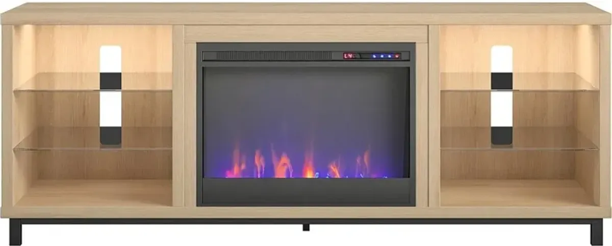 Lumina Modern Blonde Oak Deluxe Fireplace TV Stand