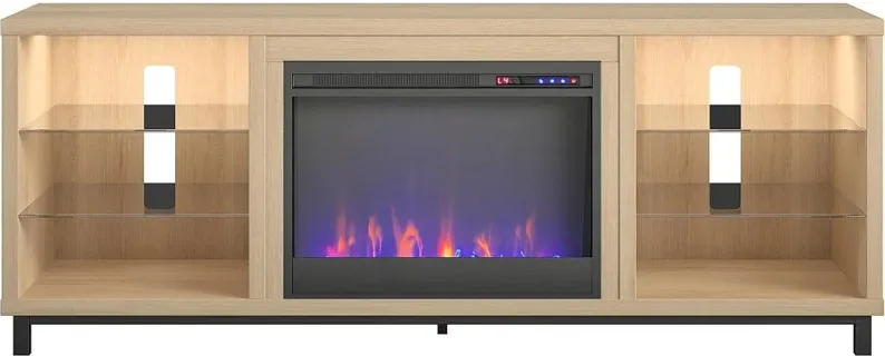 Lumina Modern Blonde Oak Deluxe Fireplace TV Stand