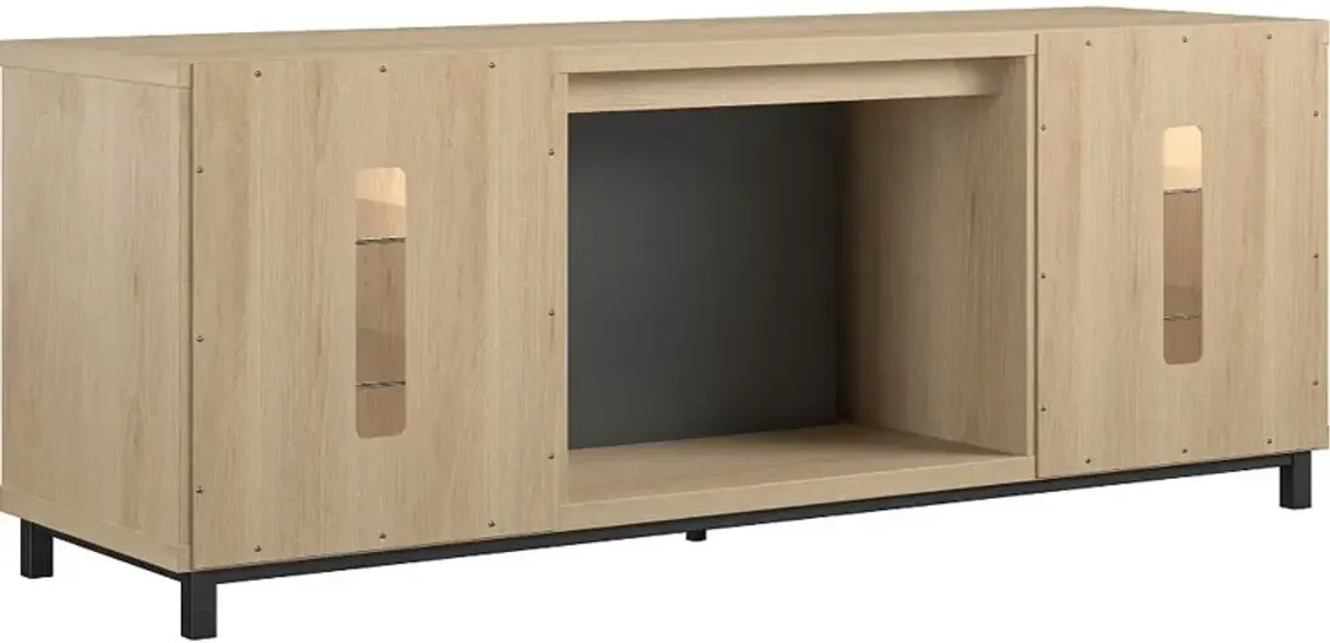 Lumina Modern Blonde Oak Deluxe Fireplace TV Stand