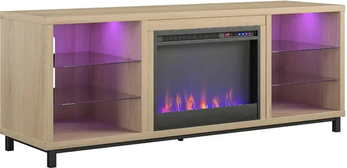 Lumina Modern Blonde Oak Deluxe Fireplace TV Stand