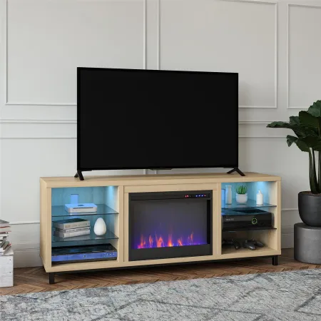 Lumina Modern Blonde Oak Deluxe Fireplace TV Stand