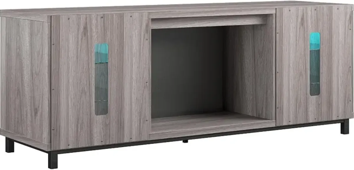 Lumina Modern Light Walnut Deluxe Fireplace TV Stand