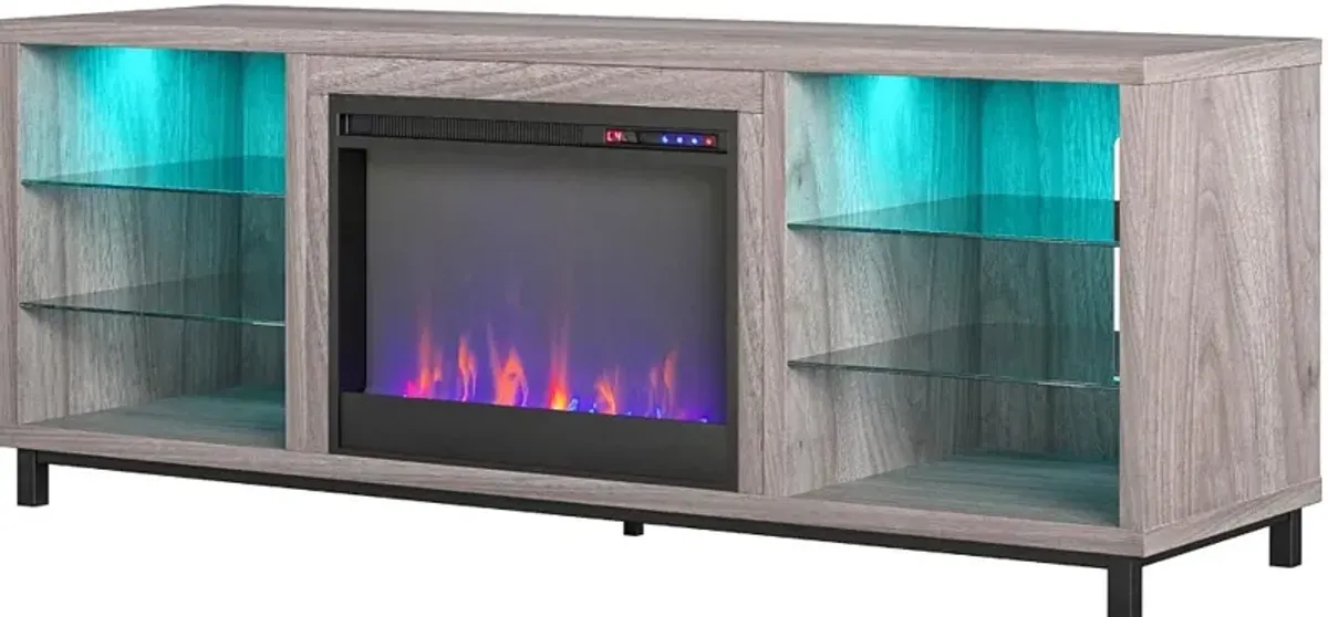 Lumina Modern Light Walnut Deluxe Fireplace TV Stand