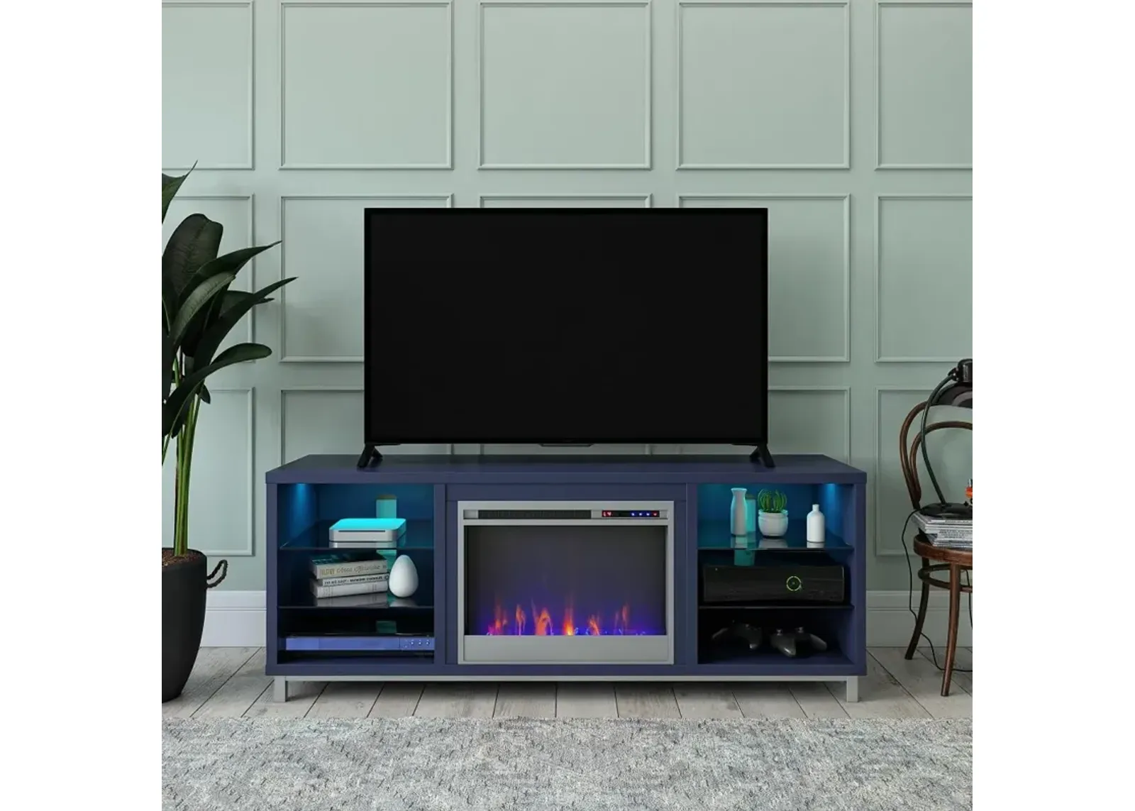 Lumina Modern Navy Deluxe Fireplace TV Stand