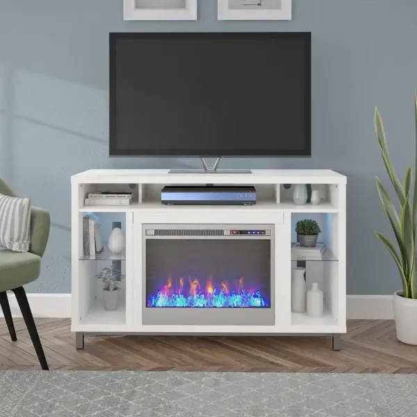 Lumina Modern White Fireplace TV Stand