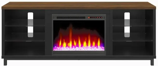 Lumina Modern Black Deluxe Fireplace TV Stand