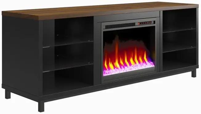 Lumina Modern Black Deluxe Fireplace TV Stand