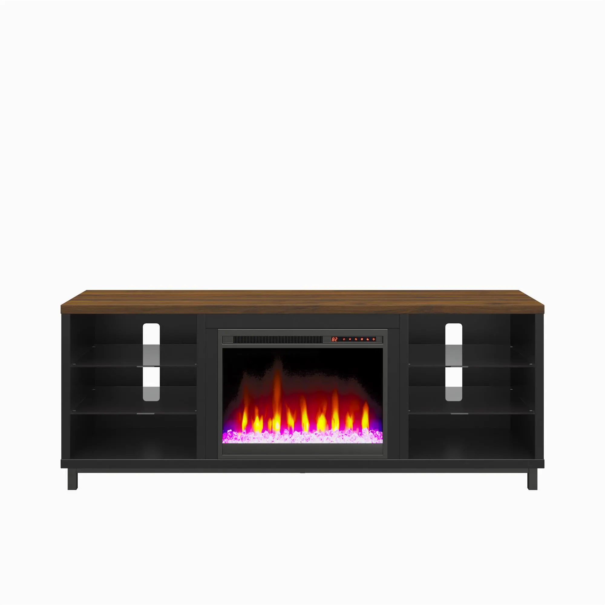 Lumina Modern Black Deluxe Fireplace TV Stand