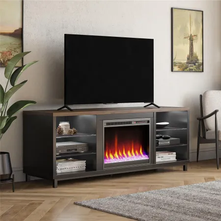 Lumina Modern Black Deluxe Fireplace TV Stand