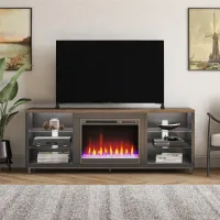 Lumina Modern Black Deluxe Fireplace TV Stand