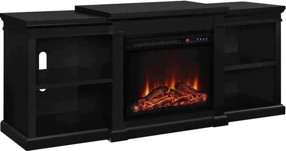 Manchester Transitional Black Electric Fireplace TV Stand