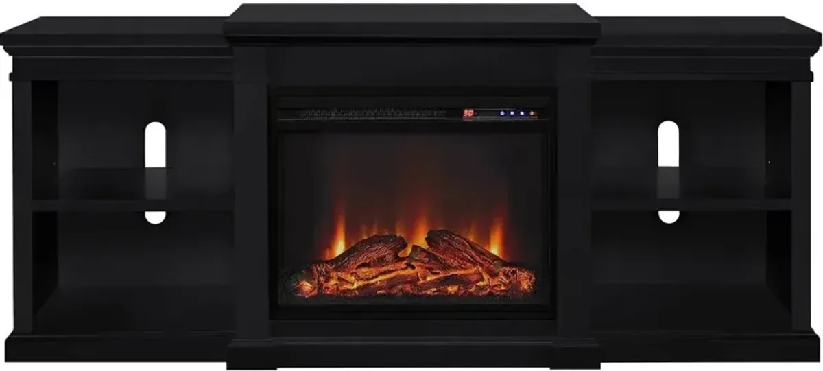 Manchester Transitional Black Electric Fireplace TV Stand