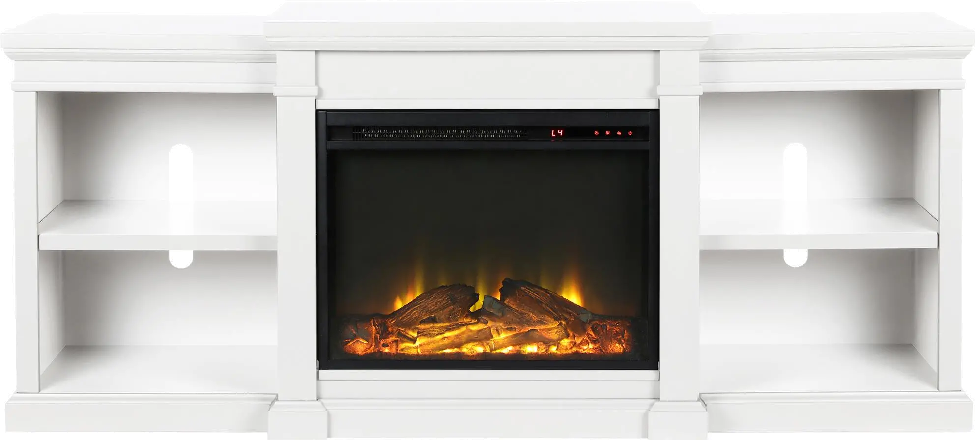 Manchester Transitional White Electric Fireplace TV Stand