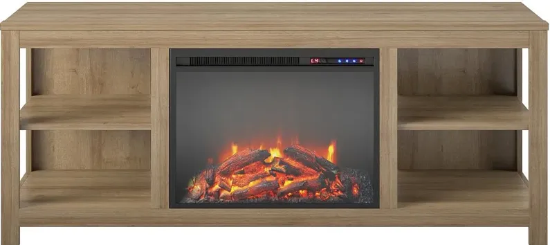 Melville Farmhouse Natural Electric Fireplace TV Console