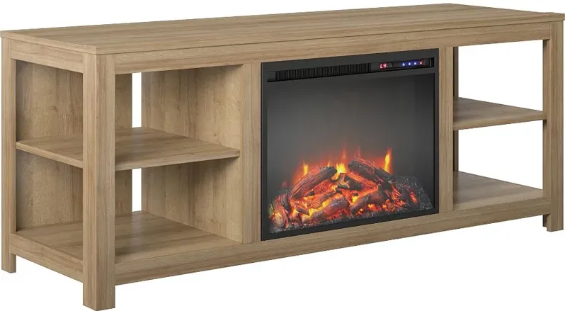 Melville Farmhouse Natural Electric Fireplace TV Console