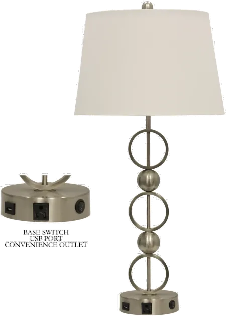 31 Inch Brushed Steel Table Lamp