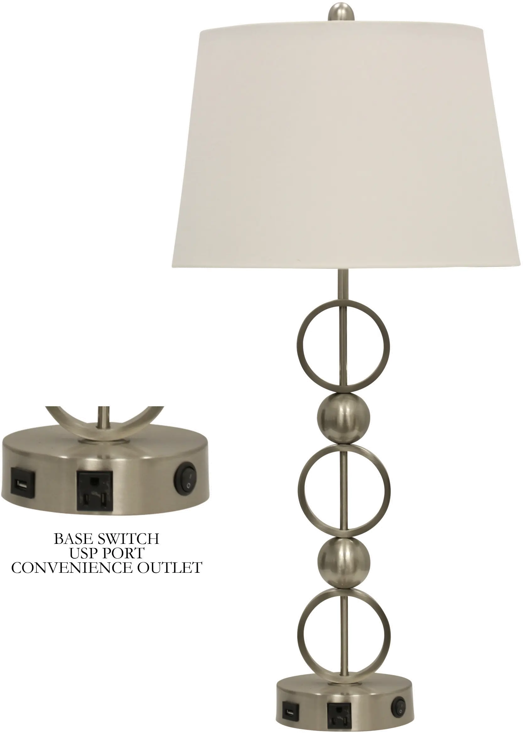 31 Inch Brushed Steel Table Lamp