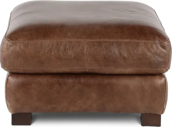 Utah Brown Leather Ottoman