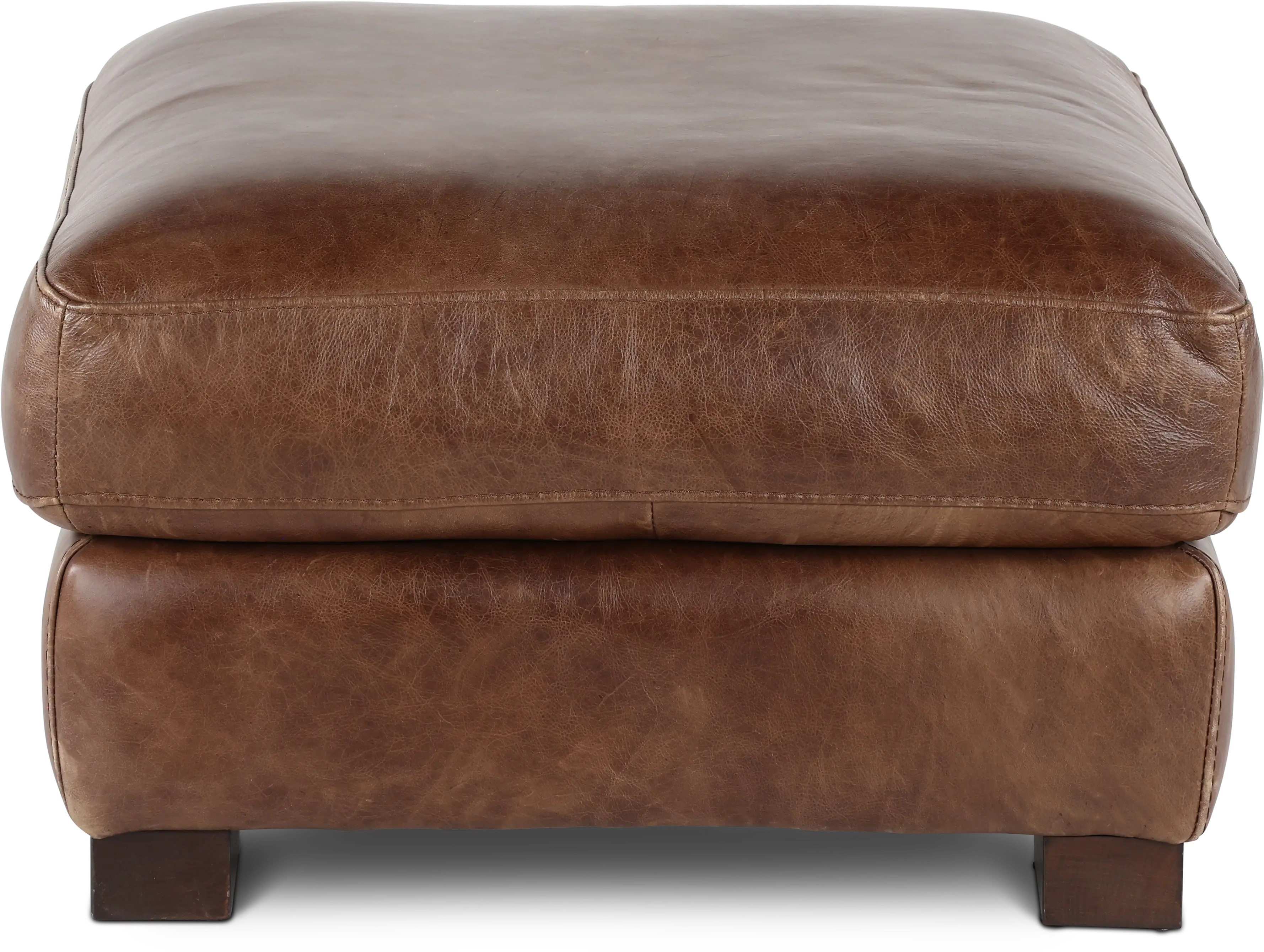 Utah Brown Leather Ottoman